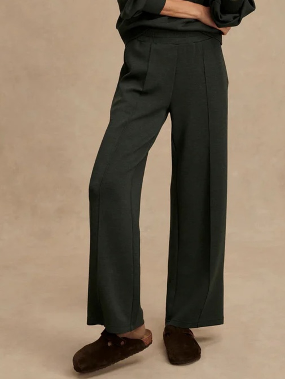 Varley The Wide Leg Pant 30” Double Soft Straight Olive Marl Green XXS NWT NEW